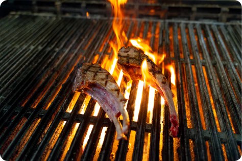chops on grill over fire