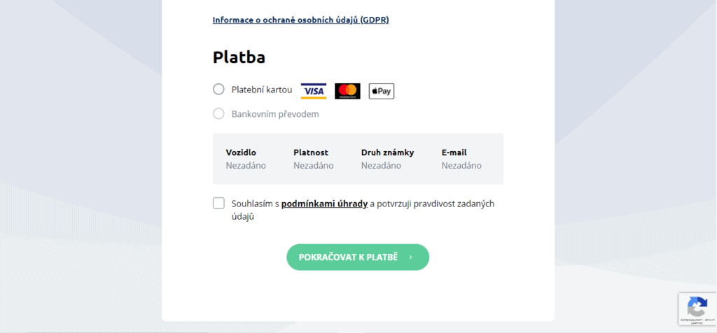 Platba elektronické dálniční známky