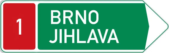 Dopravní značka Směrová tabule před nájezdem na dálnici vpravo