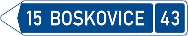 Dopravní značka Směrová tabule s cílem vlevo