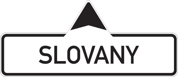 Dopravní značka Směrová tabule s místním cílem přímo