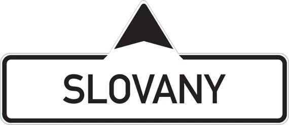 Dopravní značka Směrová tabule s místním cílem přímo