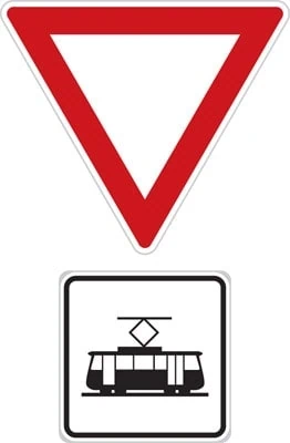 Dopravní značka Dej přednost v jízdě tramvaji!