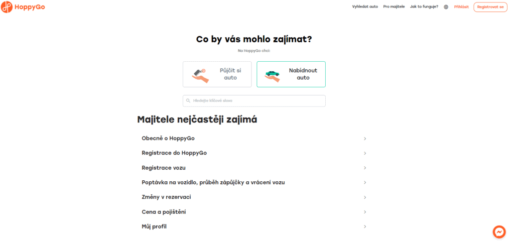HoppyGo Jak nabídnout vozidlo k půjčení