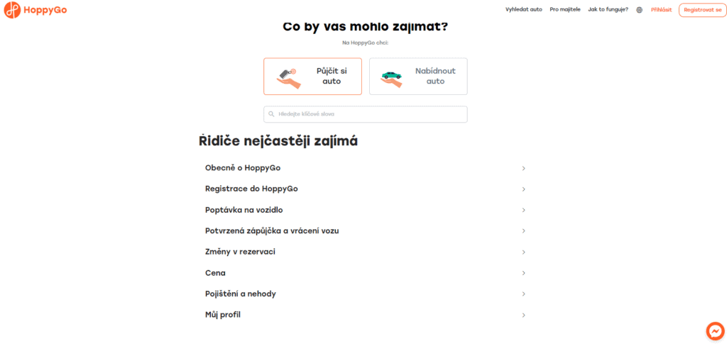 HoppyGo jak si půjčit vozidlo