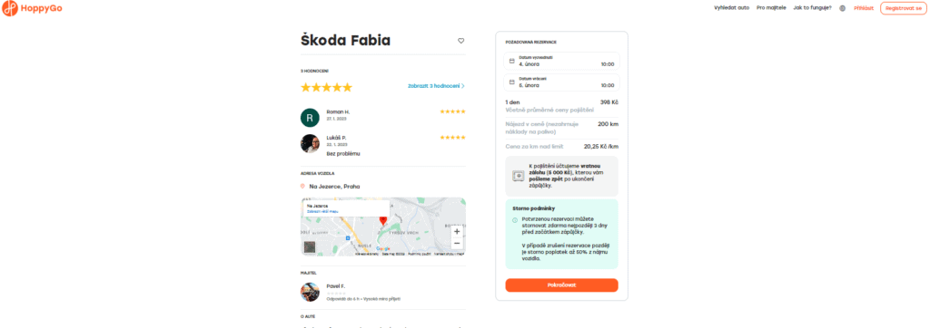 HoppyGo půjčení vozidla na 24 hodin