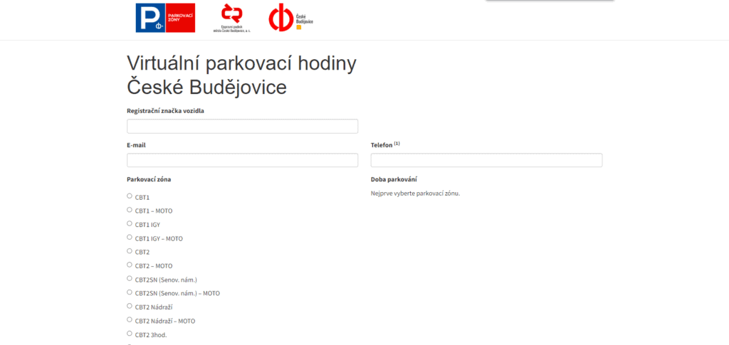Virtuální parkovací hodiny České Budějovice