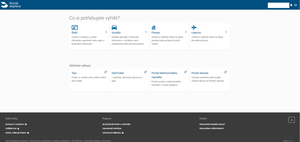 Portál dopravy - homepage