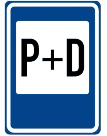 Dopravní značka IP 30f „Parkoviště P+D (Park & Drive)“