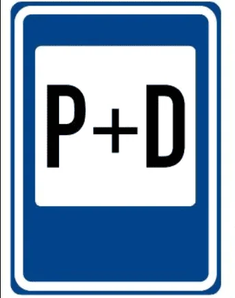 Dopravní značka IP 30f „Parkoviště P+D (Park & Drive)“