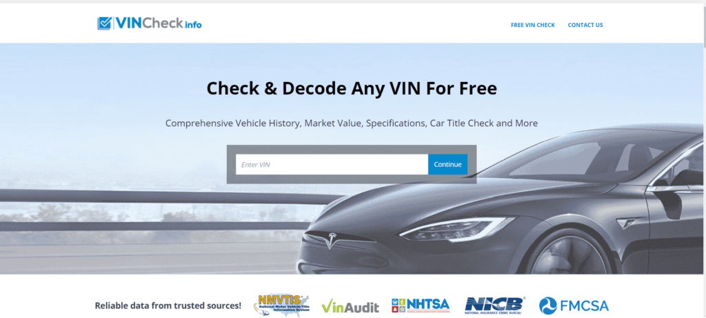 VIN check info
