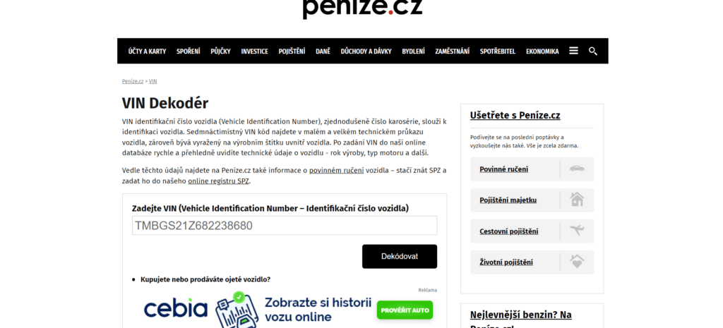 Vin peníze decoder