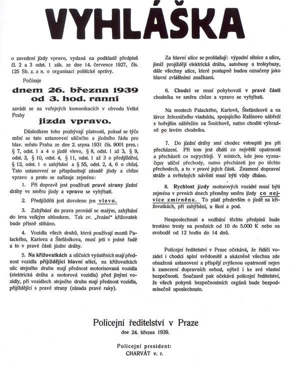 Zavedení jízdy vpravo česká republika