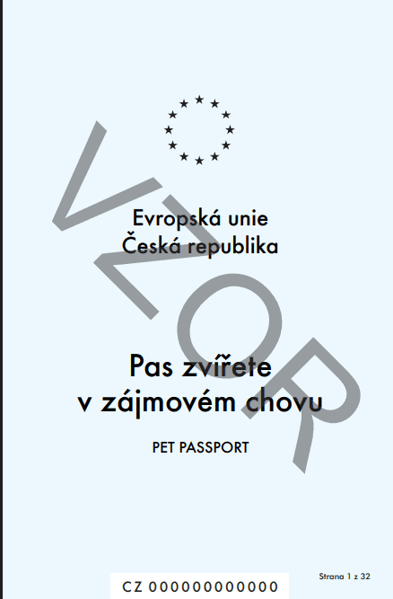 Cestovní pas zvířete vzor