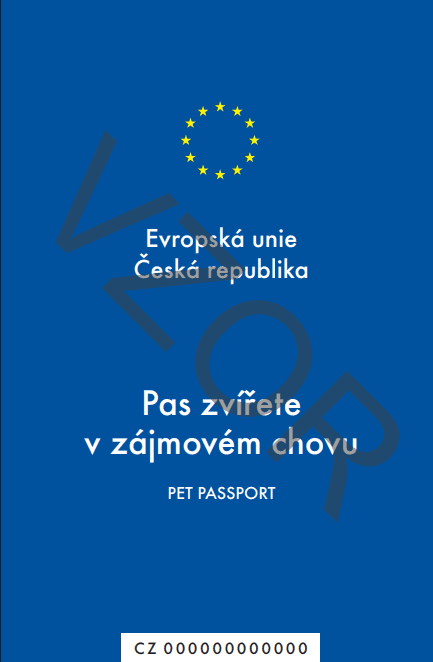 Cestovní pas zvířete vzor