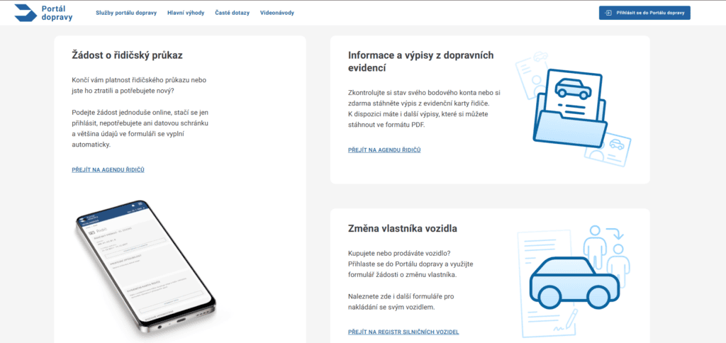 Portál dopravy - vyřízení řidičského průkazu