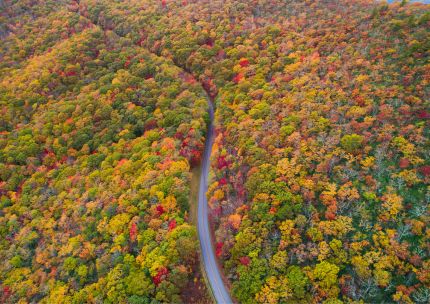 Asheville, NC - view of Blue Ridge mountains in the fall