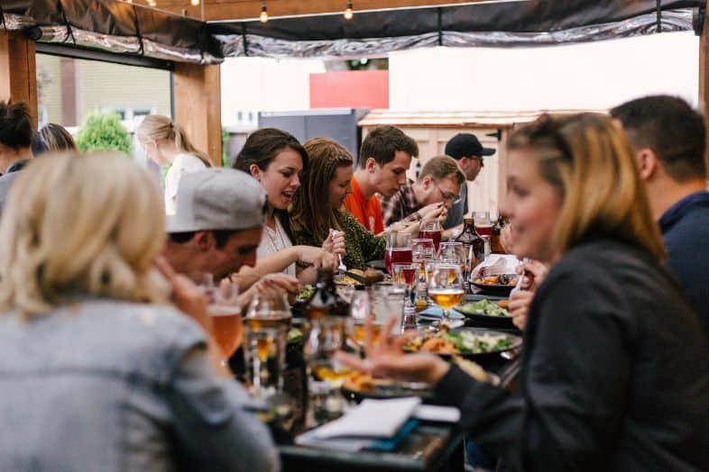 Large gathering at a table