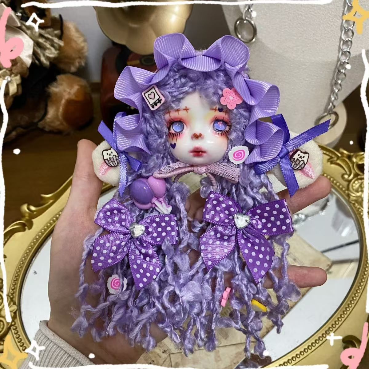 Original clay doll head brooch doll doll dress small objects decorative wall hanging necklace DIY - Image 27