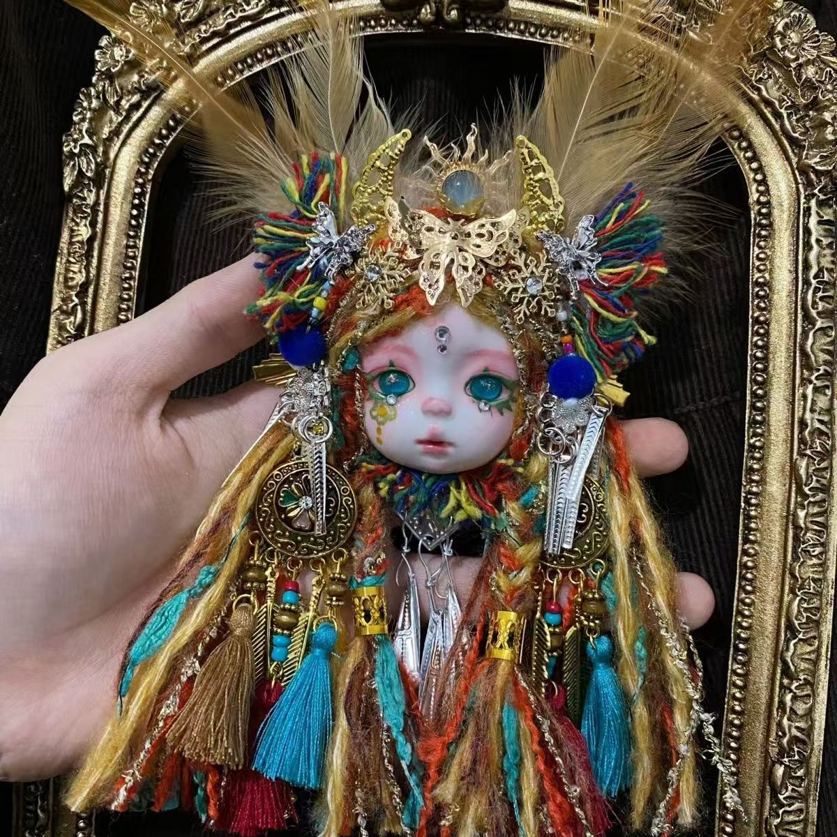 Original clay doll head brooch doll doll dress small objects decorative wall hanging necklace DIY - Image 7