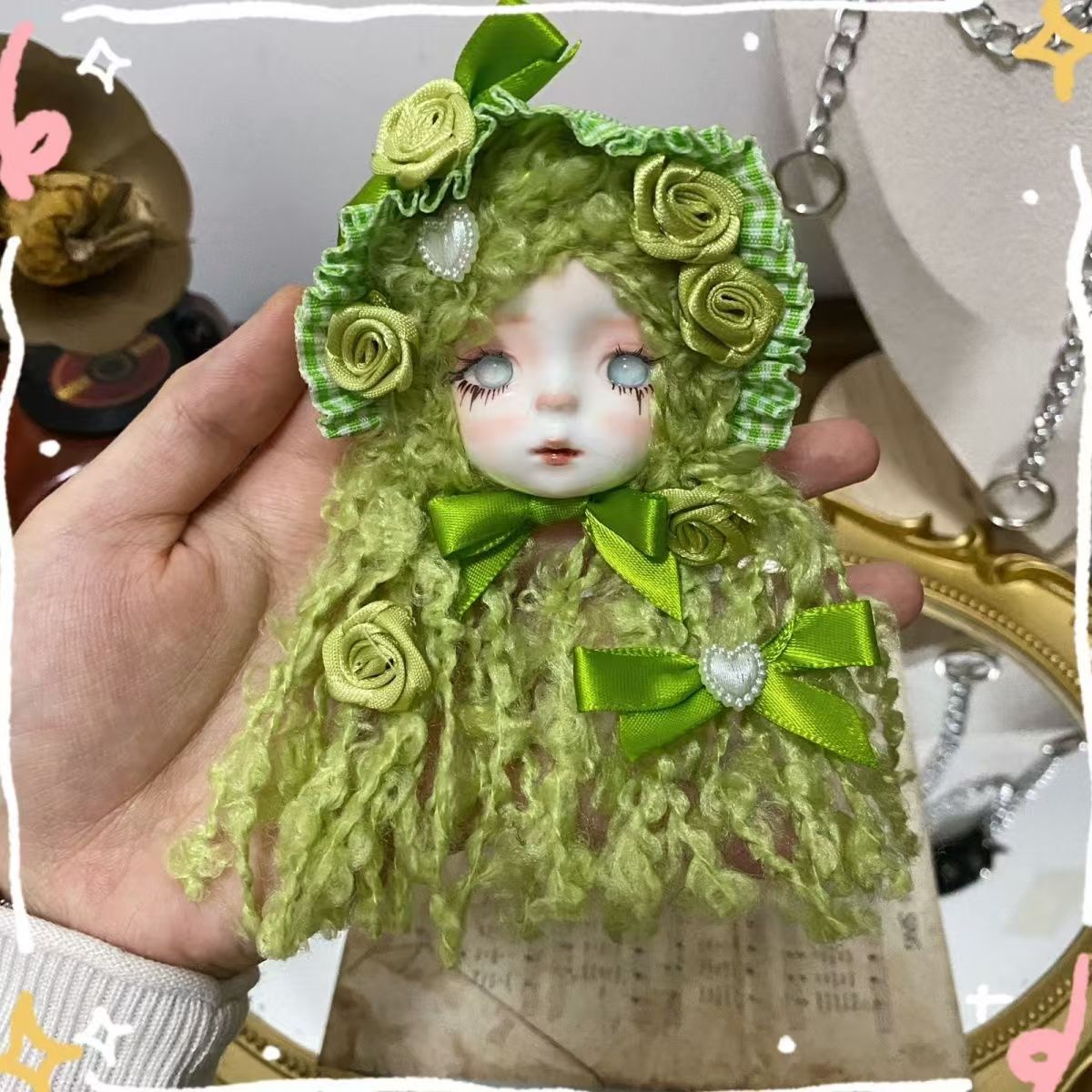 Original clay doll head brooch doll doll dress small objects decorative wall hanging necklace DIY - Image 23