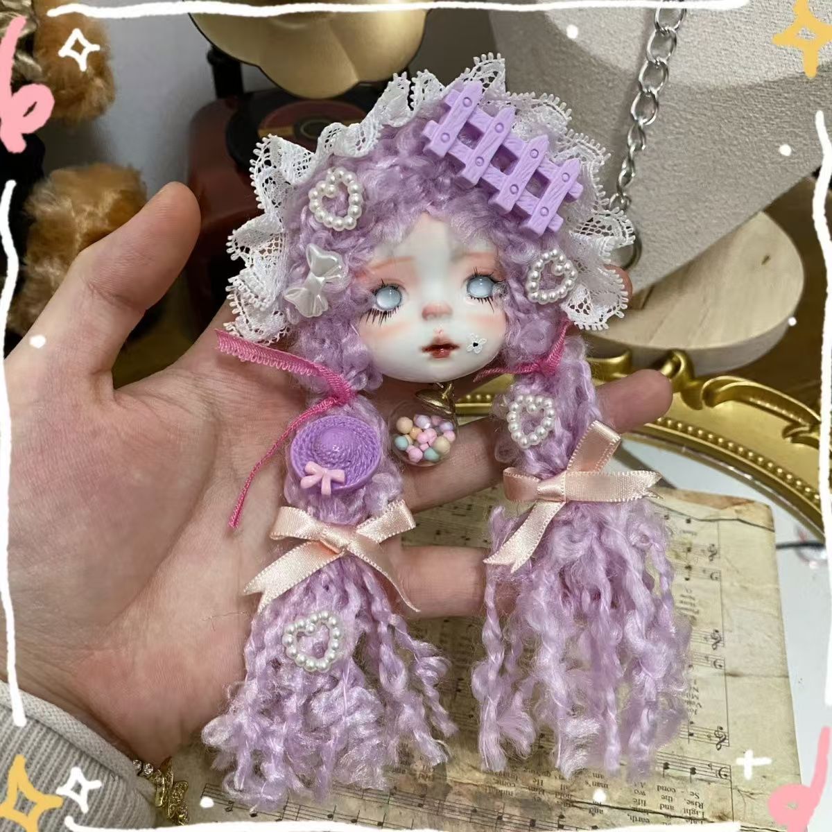 Original clay doll head brooch doll doll dress small objects decorative wall hanging necklace DIY - Image 20