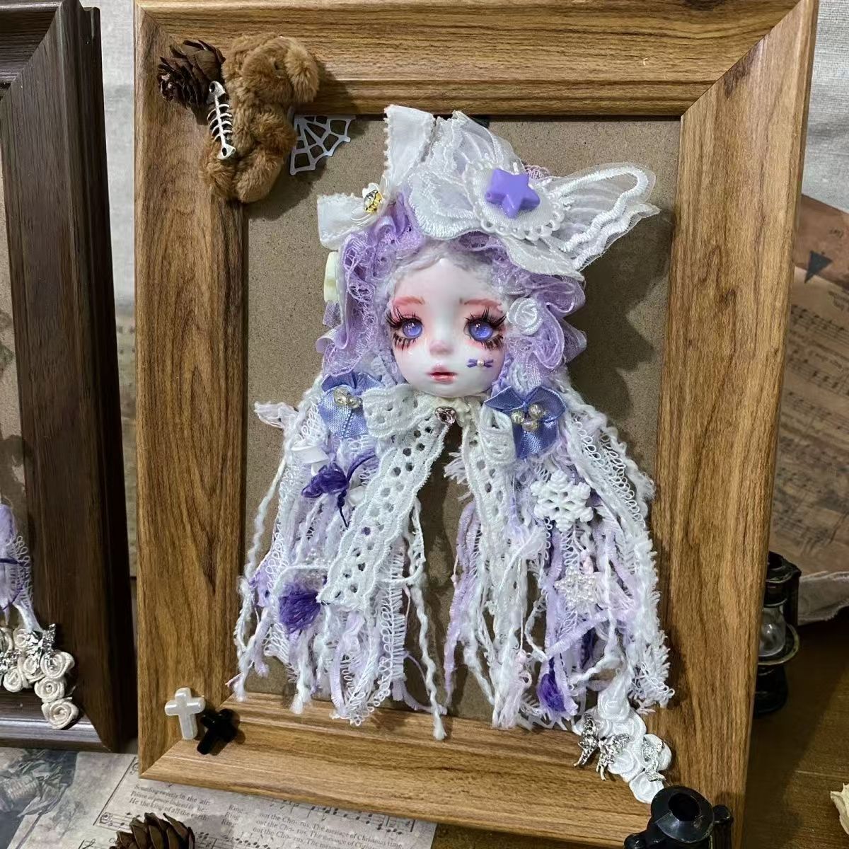 Original clay doll head brooch doll doll dress small objects decorative wall hanging necklace DIY - Image 5