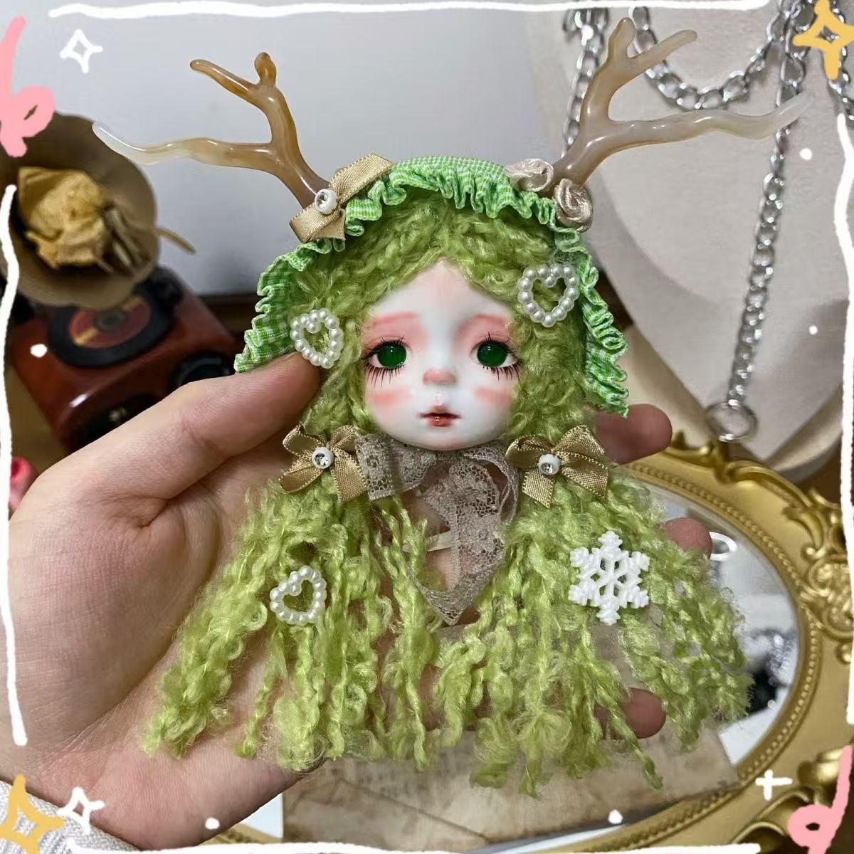Original clay doll head brooch doll doll dress small objects decorative wall hanging necklace DIY - Image 18