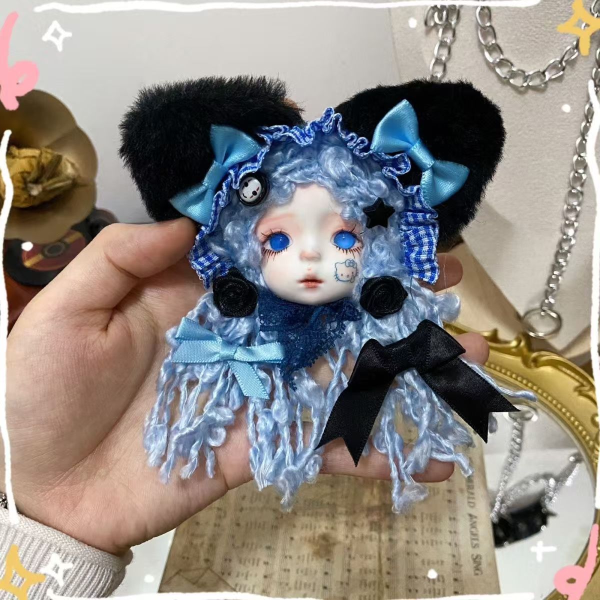 Original clay doll head brooch doll doll dress small objects decorative wall hanging necklace DIY - Image 17