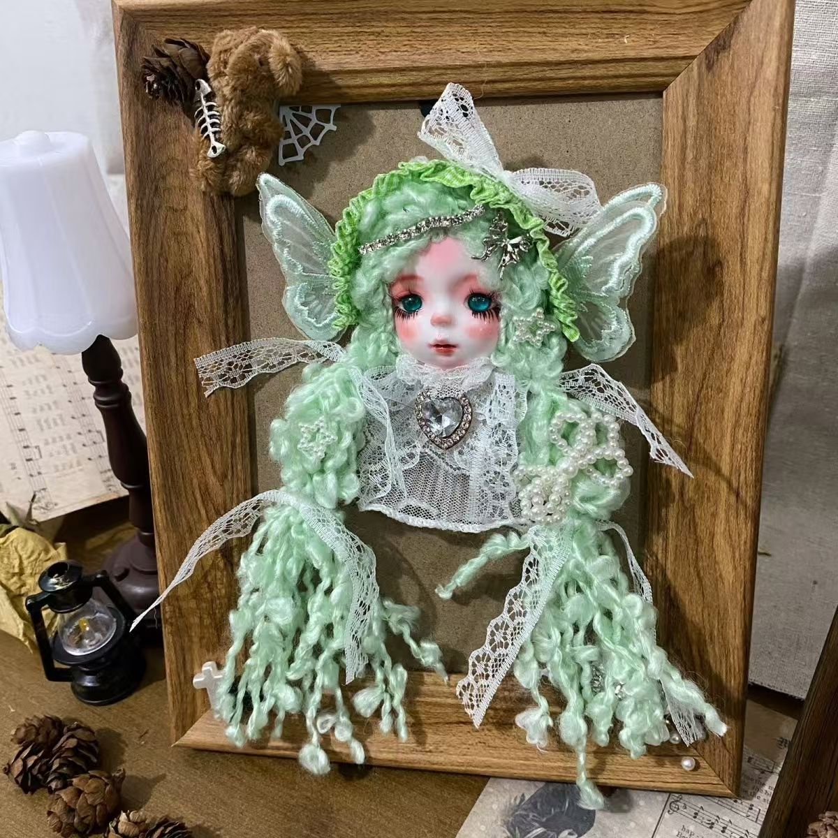 Original clay doll head brooch doll doll dress small objects decorative wall hanging necklace DIY - Image 14