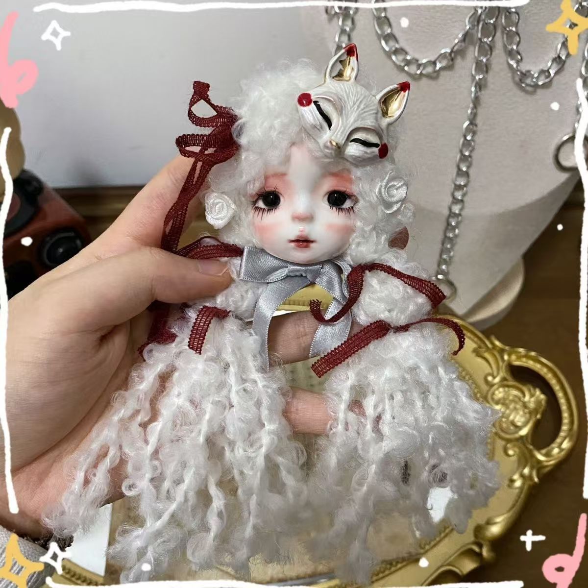 Original clay doll head brooch doll doll dress small objects decorative wall hanging necklace DIY - Image 13