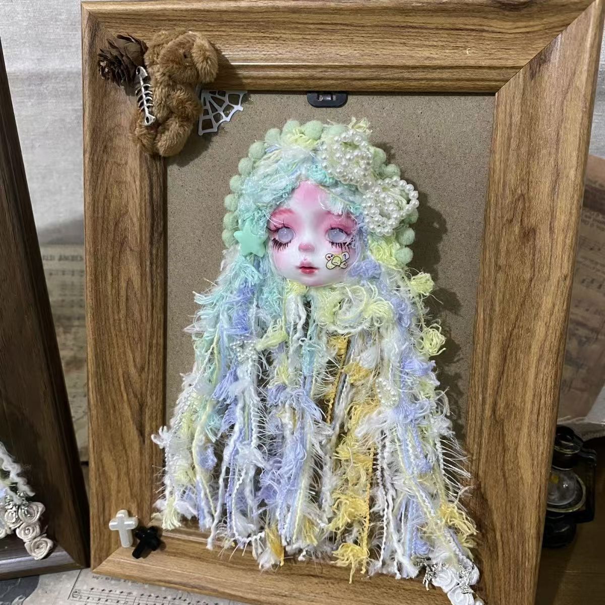 Original clay doll head brooch doll doll dress small objects decorative wall hanging necklace DIY - Image 12
