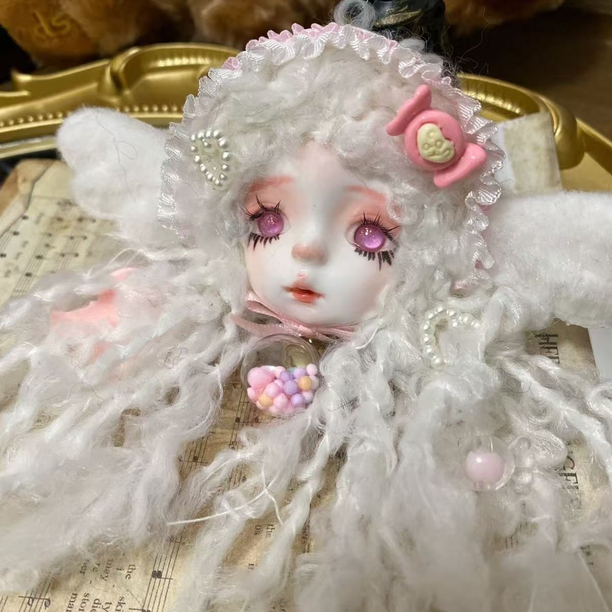 Original clay doll head brooch doll doll dress small objects decorative wall hanging necklace DIY - Image 10