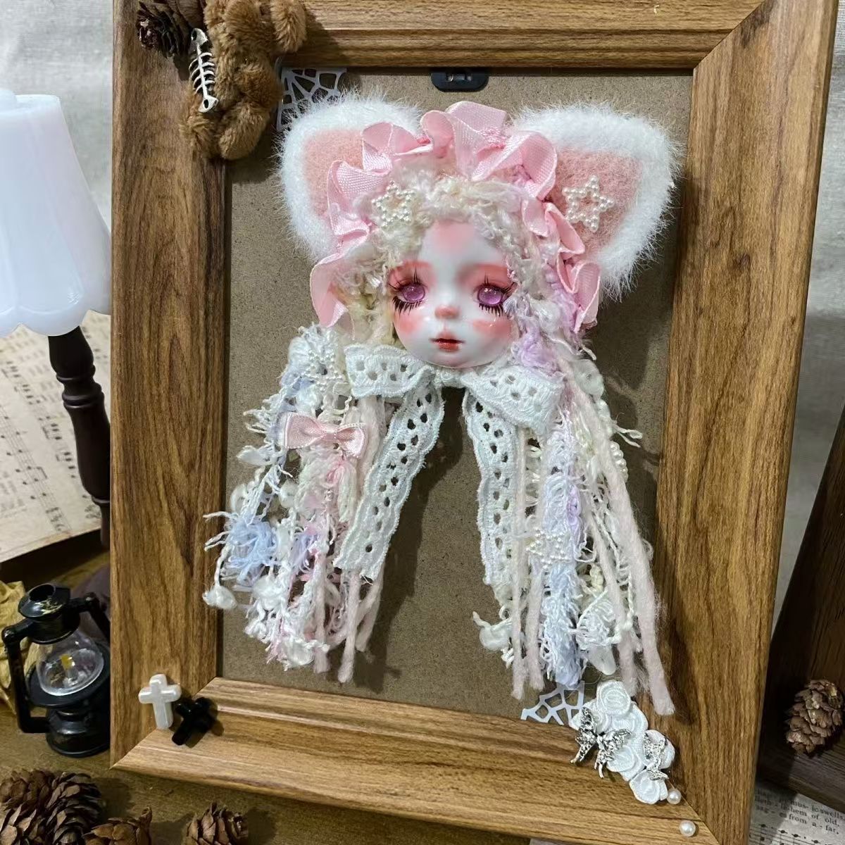 Original clay doll head brooch doll doll dress small objects decorative wall hanging necklace DIY - Image 8