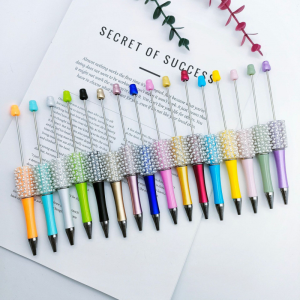 DIY Pearl Rhinestone Beaded Pen - Creative Gradient Multicolor Ballpoint Pen Set with Mixed Beads
