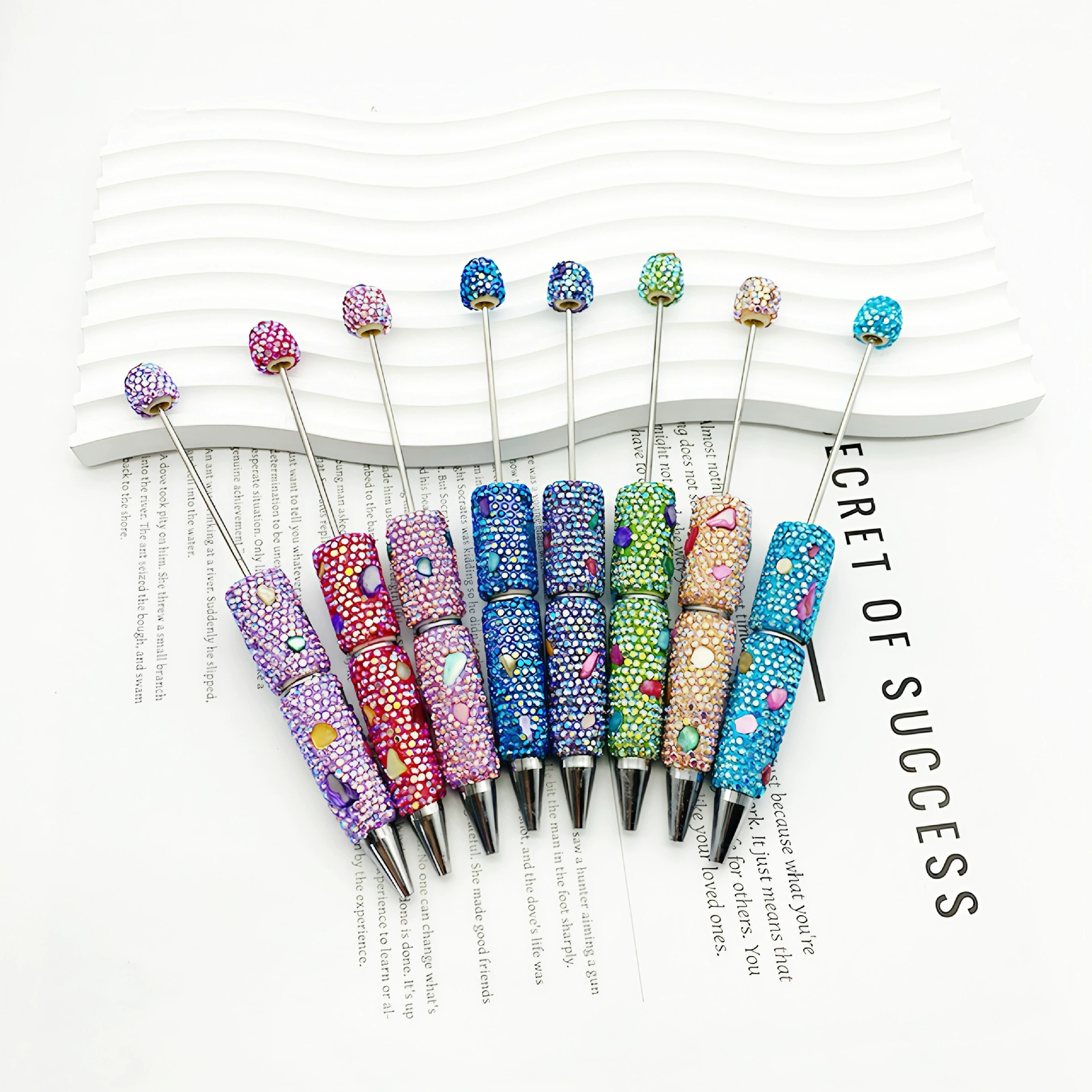 DIY Electroplated Rainbow Full Rhinestone Beaded Pen
