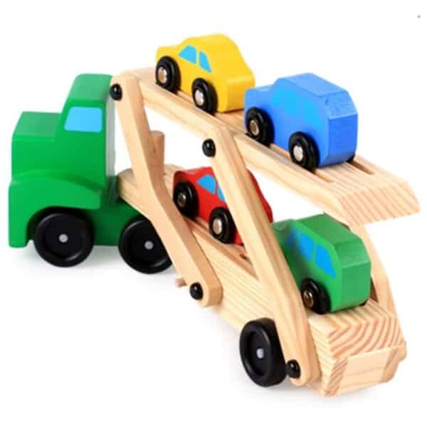 Camión de madera con 4 autos - Imagen 4
