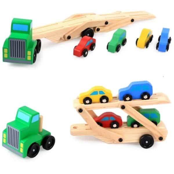 Camión de madera con 4 autos - Imagen 2