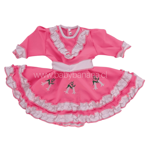 Vestido huasita 6-12 meses, color coral
