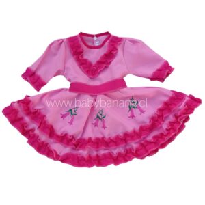 Vestido de huasita 12 a 18 meses, color rosa suave