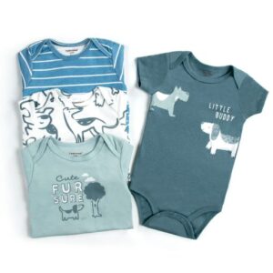 Set 4 bodys m/c Perrito Celeste
