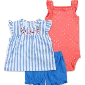 Conjunto 3 piezas rayado celeste