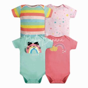 Set 4 bodys m/c Gato Arcoíris