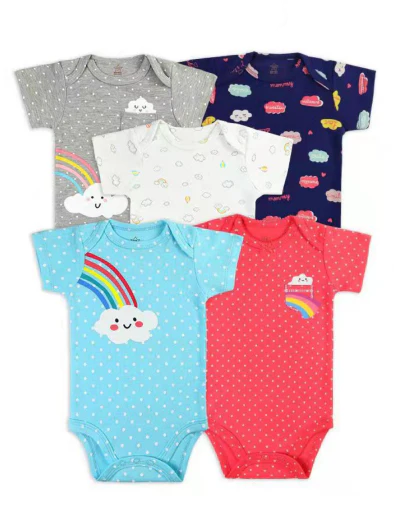 Set de 5 bodys m/c Nubes Arcoíris
