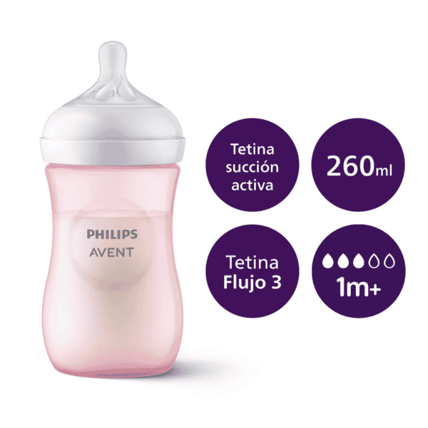 Mamadera Natural Response 260ml Avent 1m+ Rosada