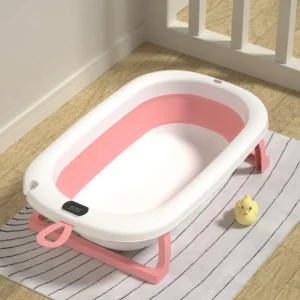 Bañera plegable con termómetro rosada