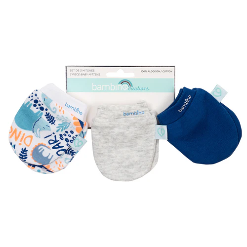 Set 3 mitones Bambino Dinosaurio