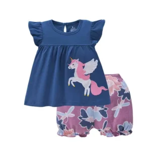 Conjunto de 2 piezas Polera unicornio + short