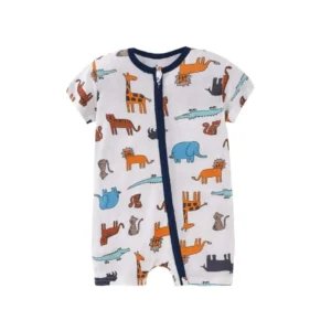 Enterito pijama manga corta blanco animales