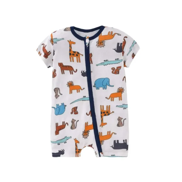 Enterito pijama manga corta blanco animales